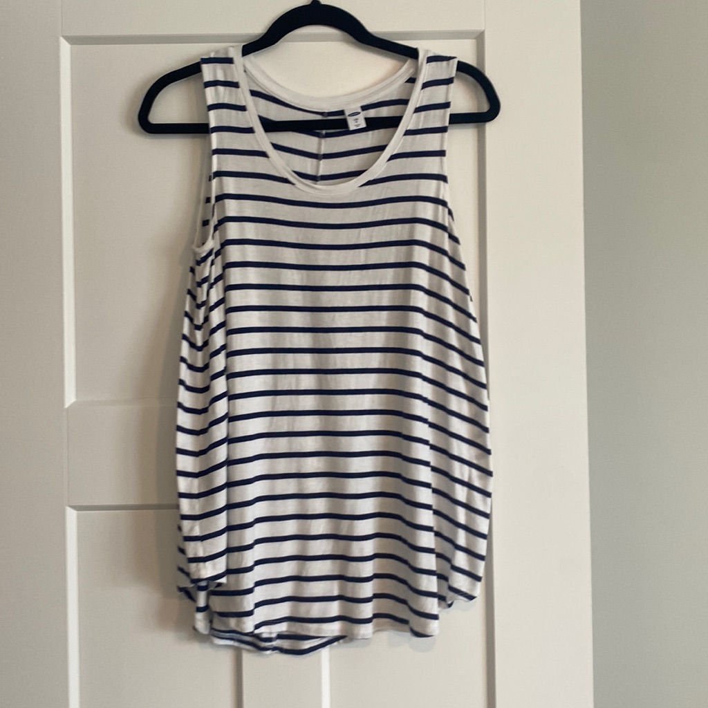 White And Navy Striped Tank From Old Navy
